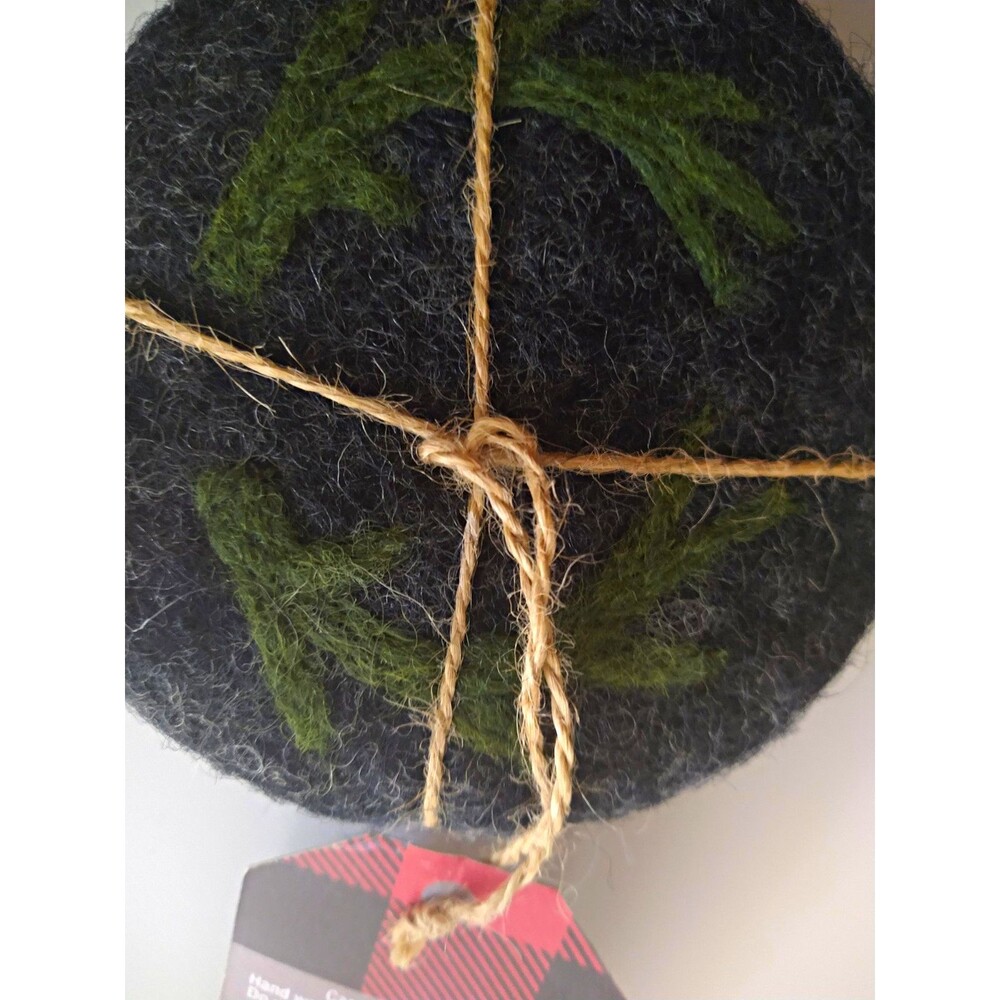 Thirstystone Sheep Wool Antler Coaster Set 4pc 4x4 Square Gray/Green N2730-MCY